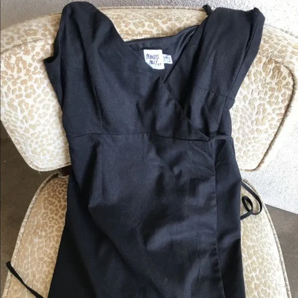 Black Wrap Mini Dress with Side Tie - Picture 2 of 4